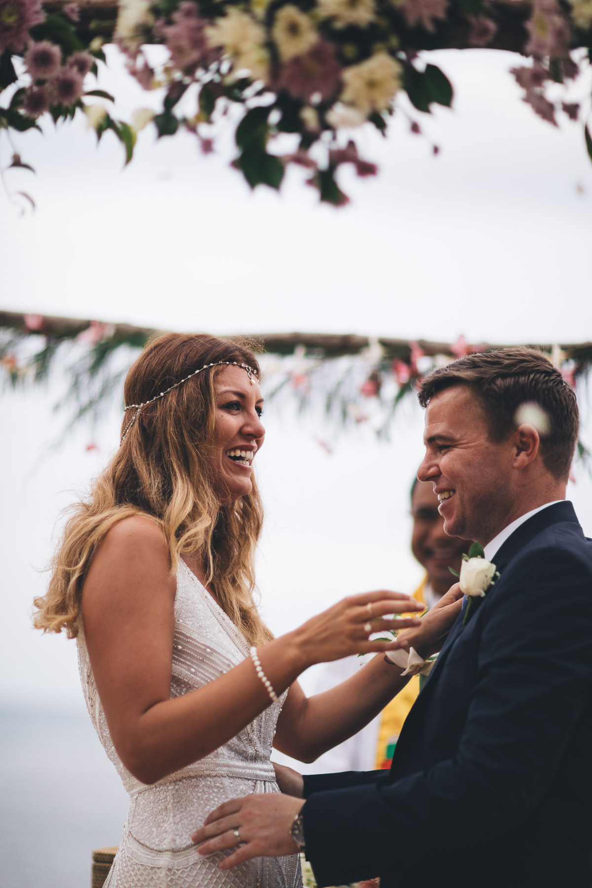 big smiles on the couple faces after they are married