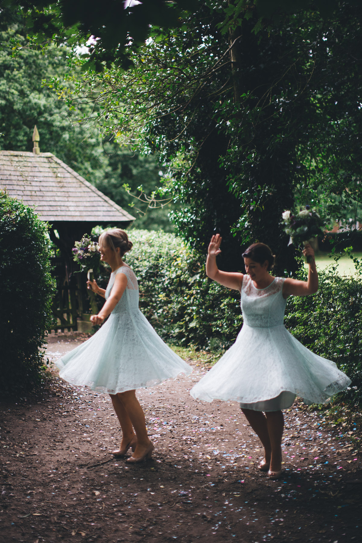 bridesmaids twirling around