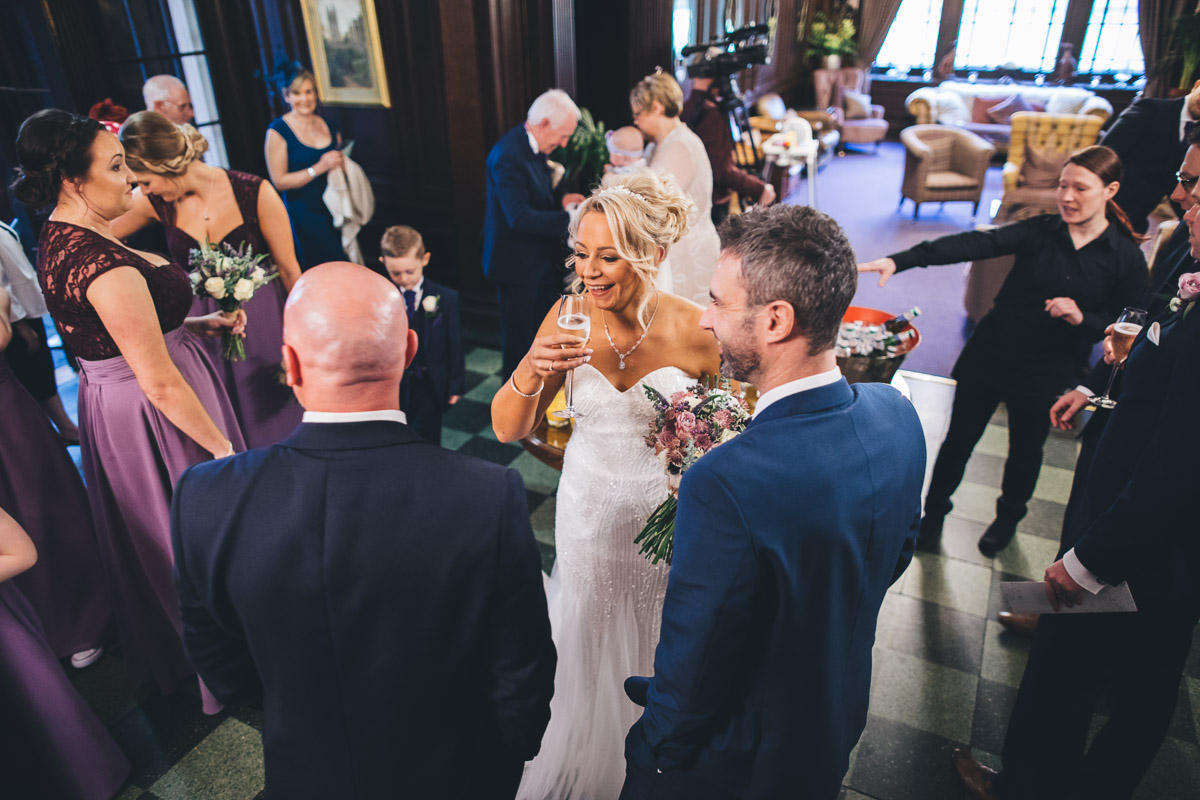 bride enjoying wedding drinks reception