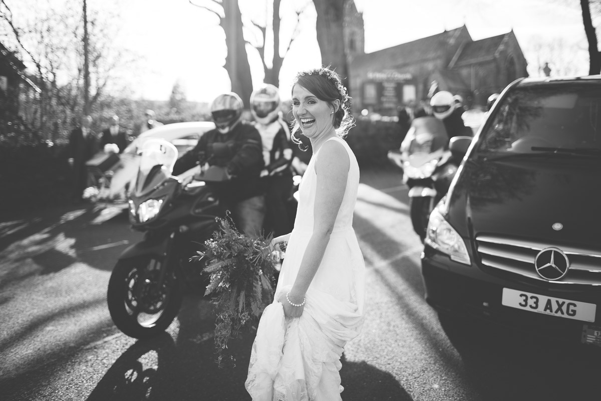 bride crossing the road