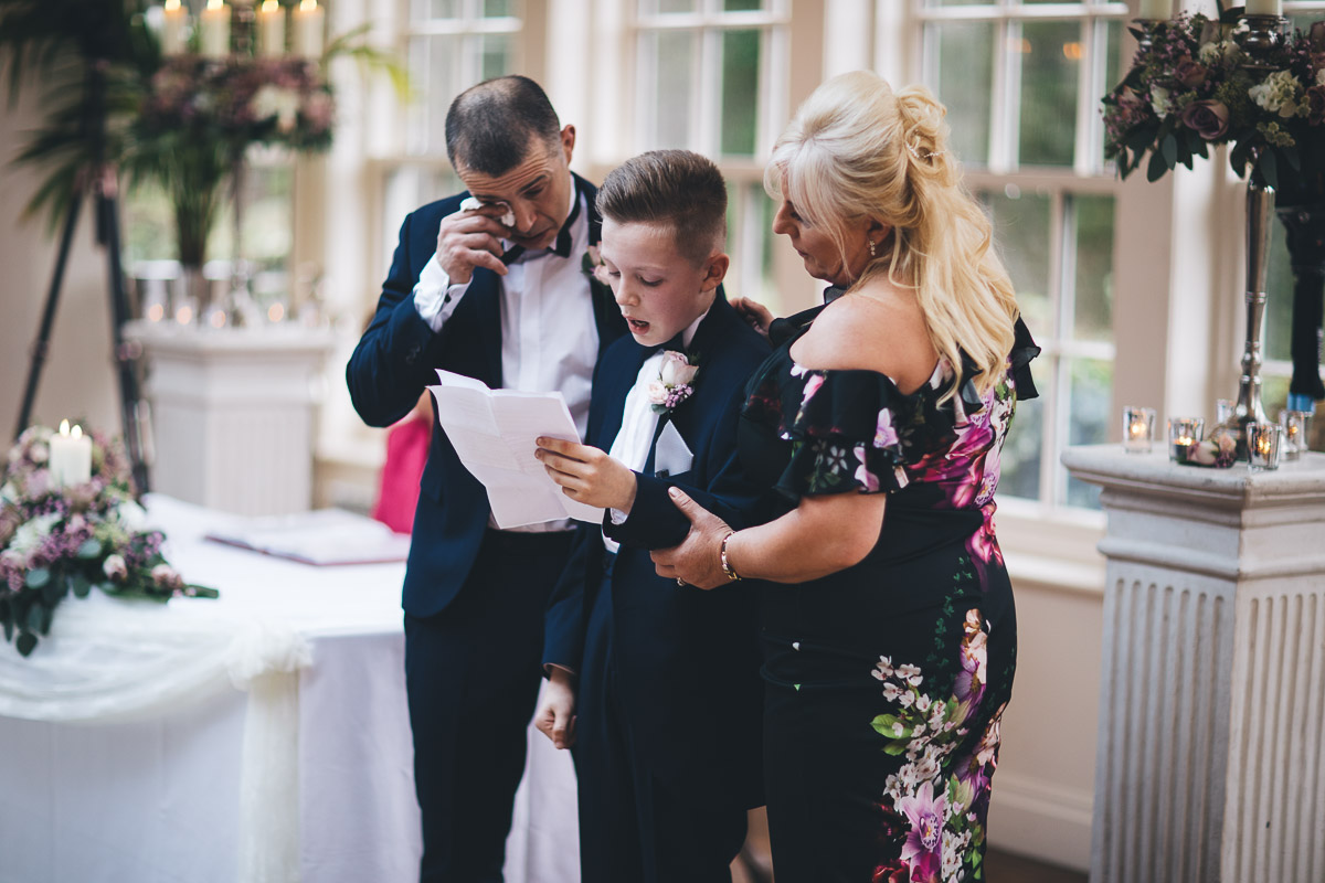 guests rush to comfort emotional pageboy