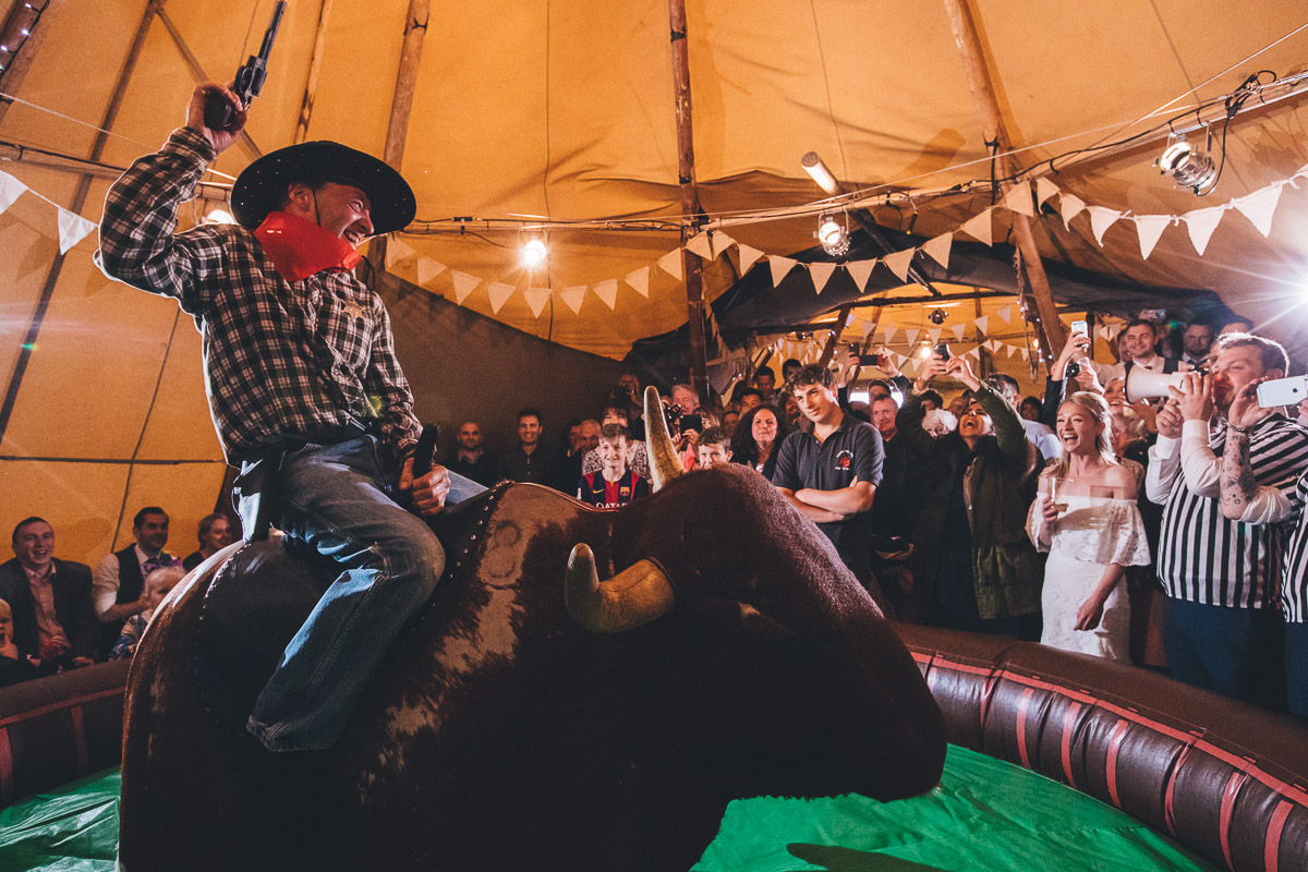 father of the bride on the bucking bronco