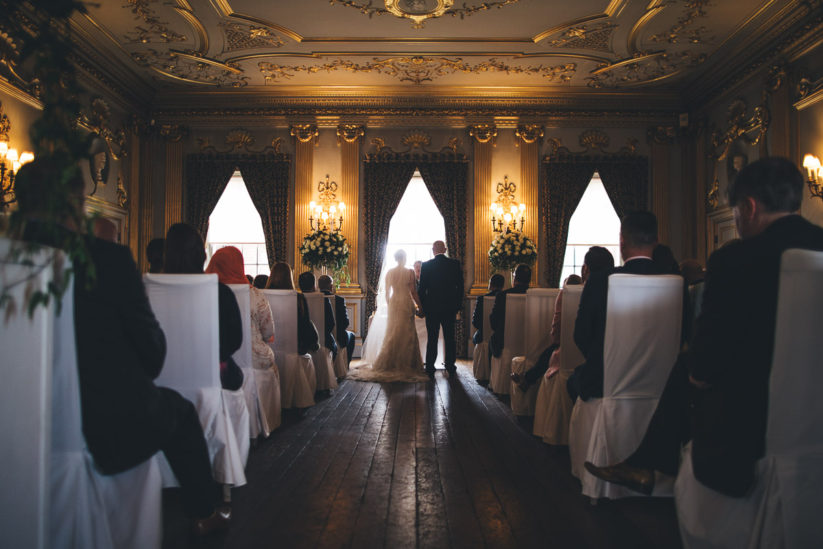 sarah and darren during their wedding ceremony