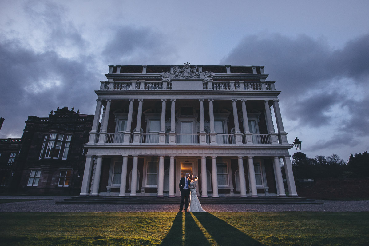 the colonial side of knowsley hall wedding portrait