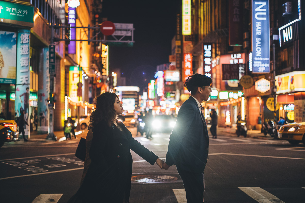 crossing the street in Ximending