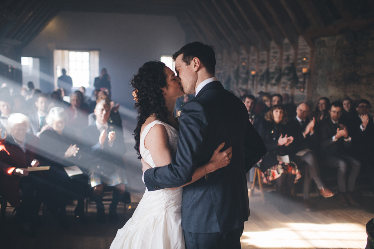Bride and Groom's first kiss as a married couple