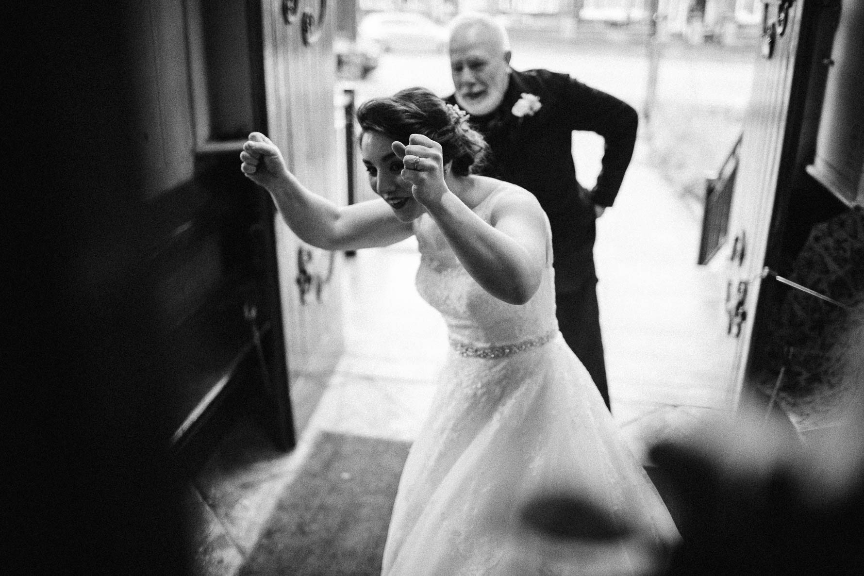 excited bride before her wedding ceremony