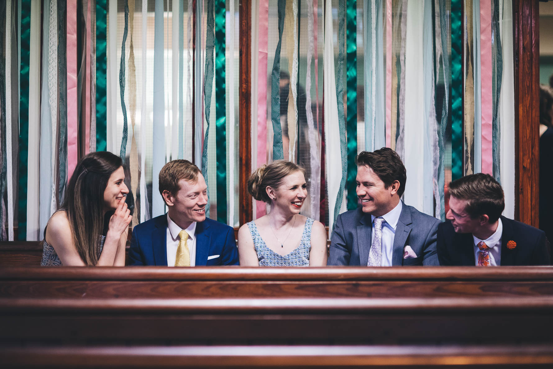 guests smiling in church