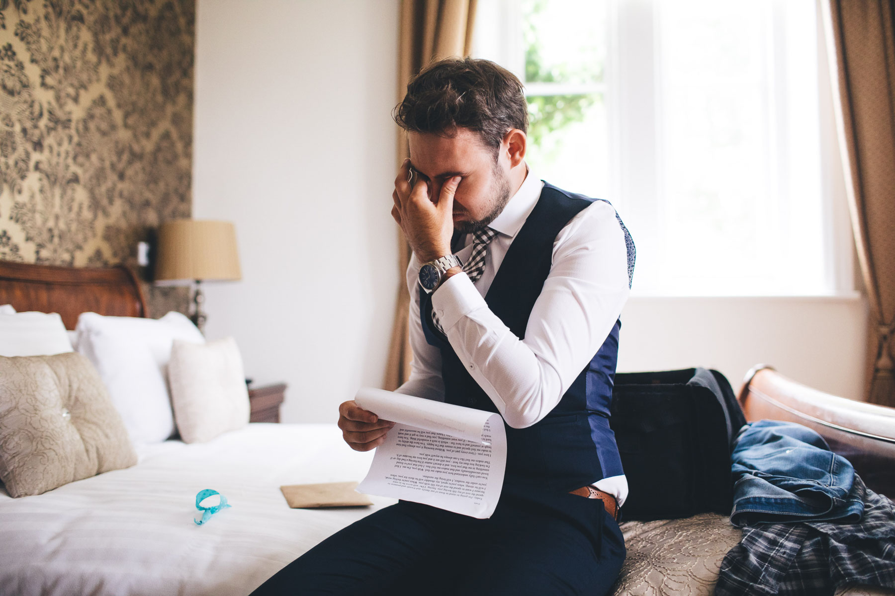 groom cries after reading letter from his soon to be wife