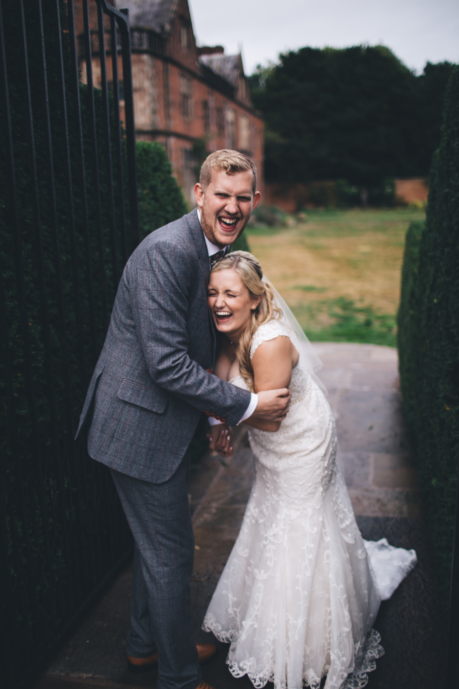 candid moment of couple laughing after their wedding ceremony