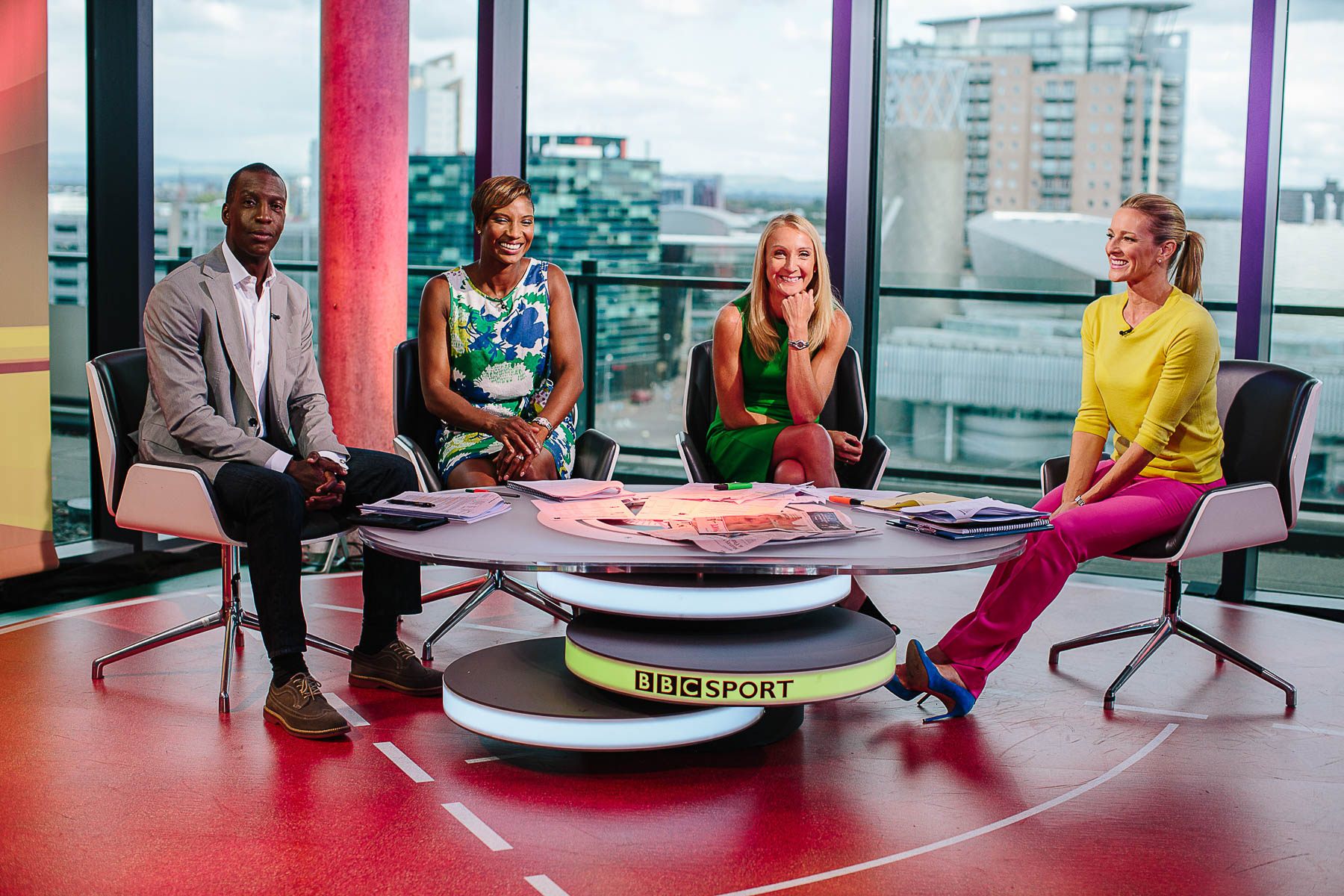bbc sports team on tv studio set