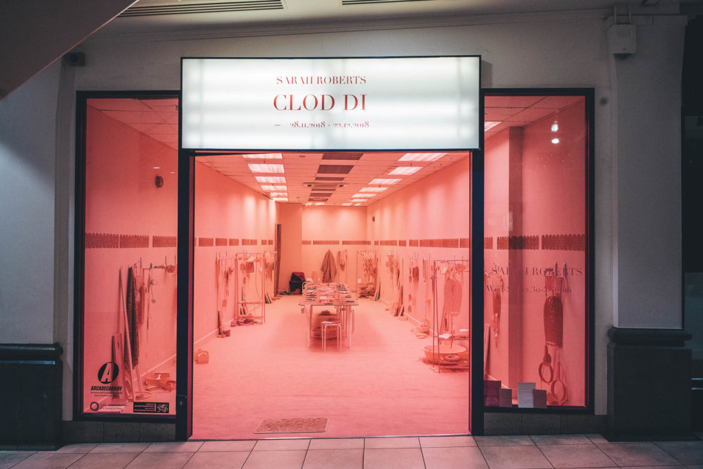 art installation in cardiff wales. the whole shop and it's contents are pink