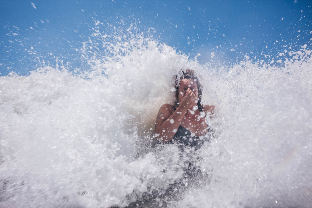 laura babb swimming in the sea in Bali