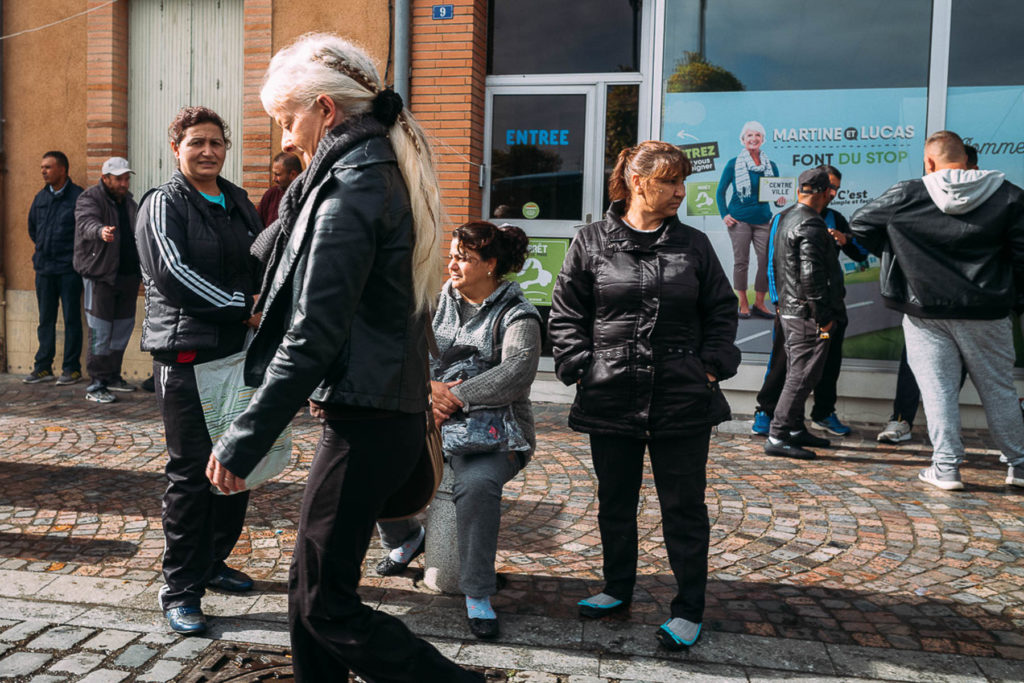 people in the street in moissac france