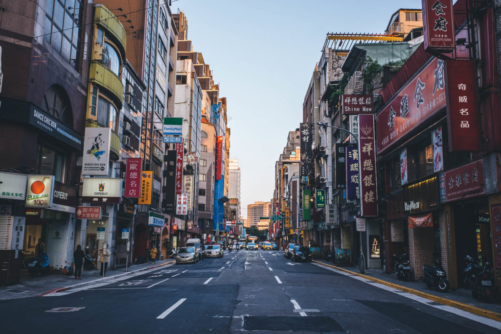 empty city street in taipei taiwan