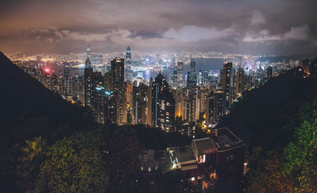 hong kong at night from the hills