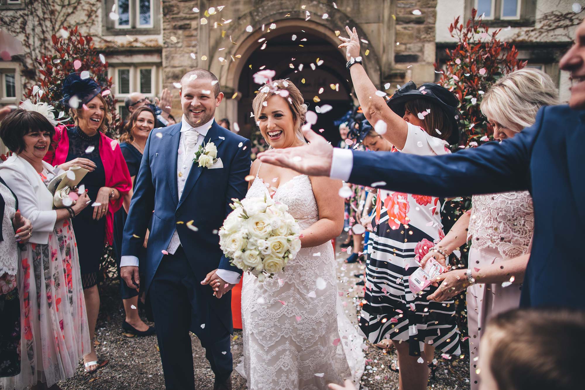 Confetti moment coming out of mitton hall