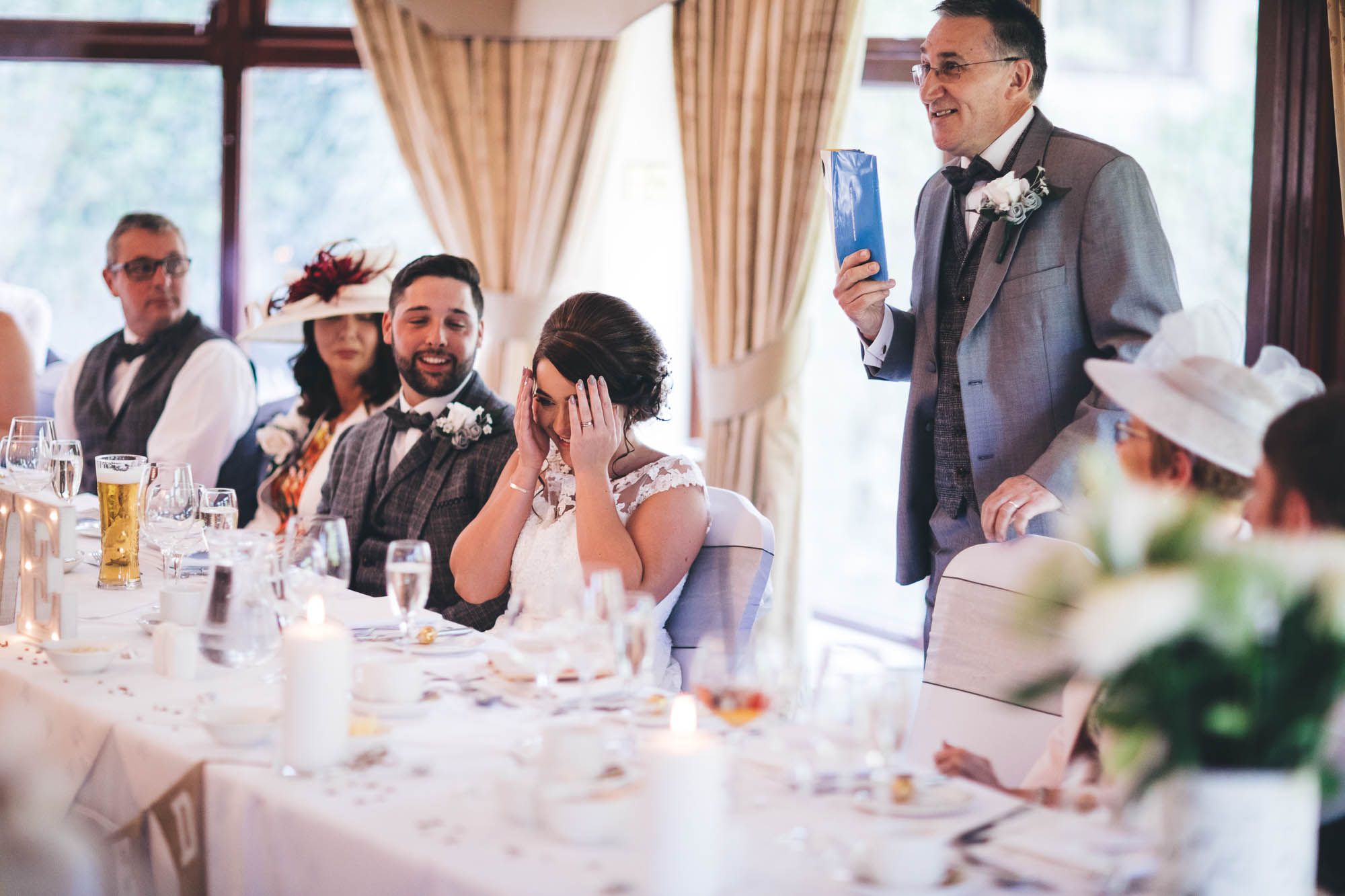 Father of Bride embarrasses Bride during speech at top table