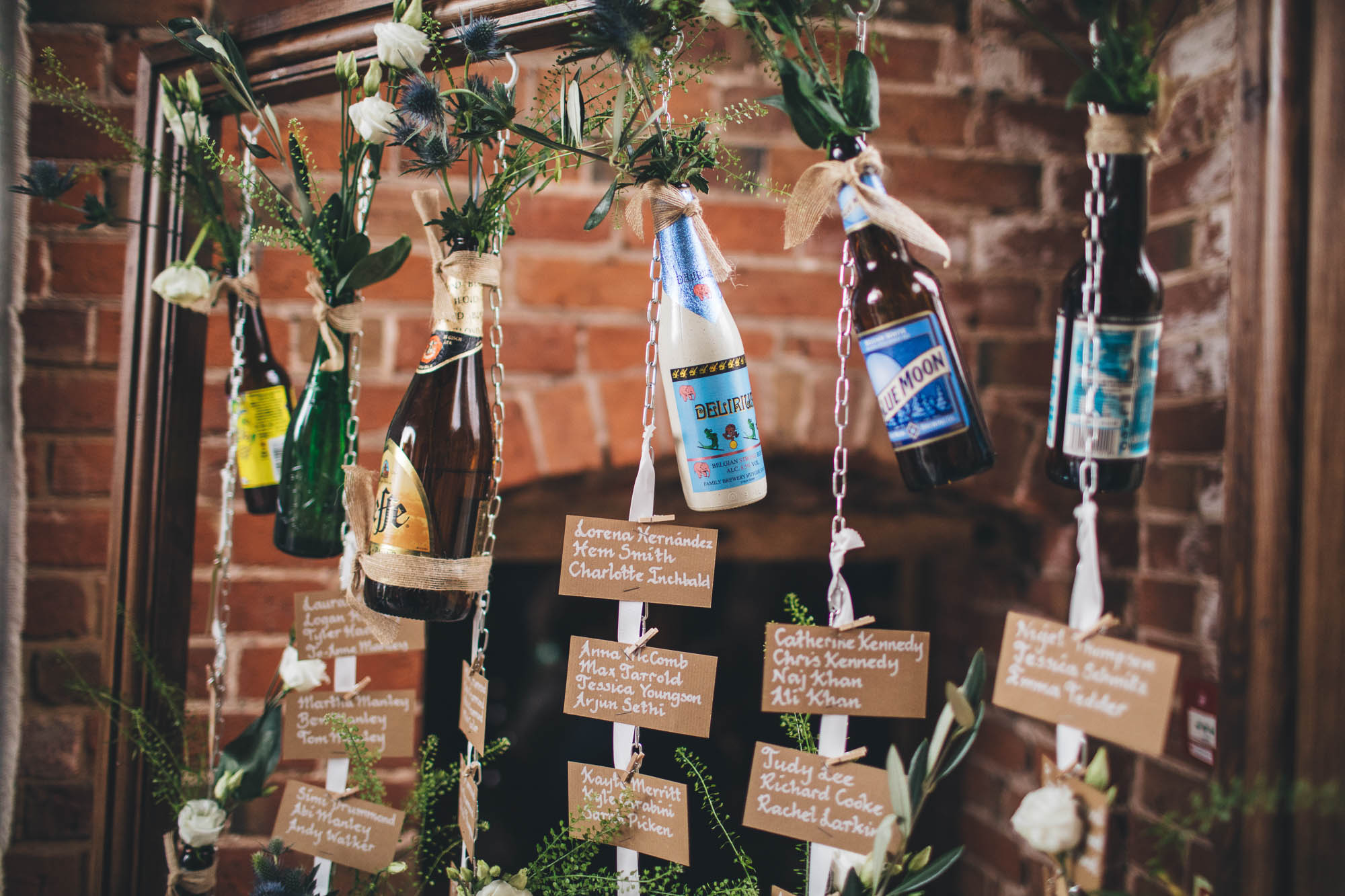 Beer themed decorations at a wedding