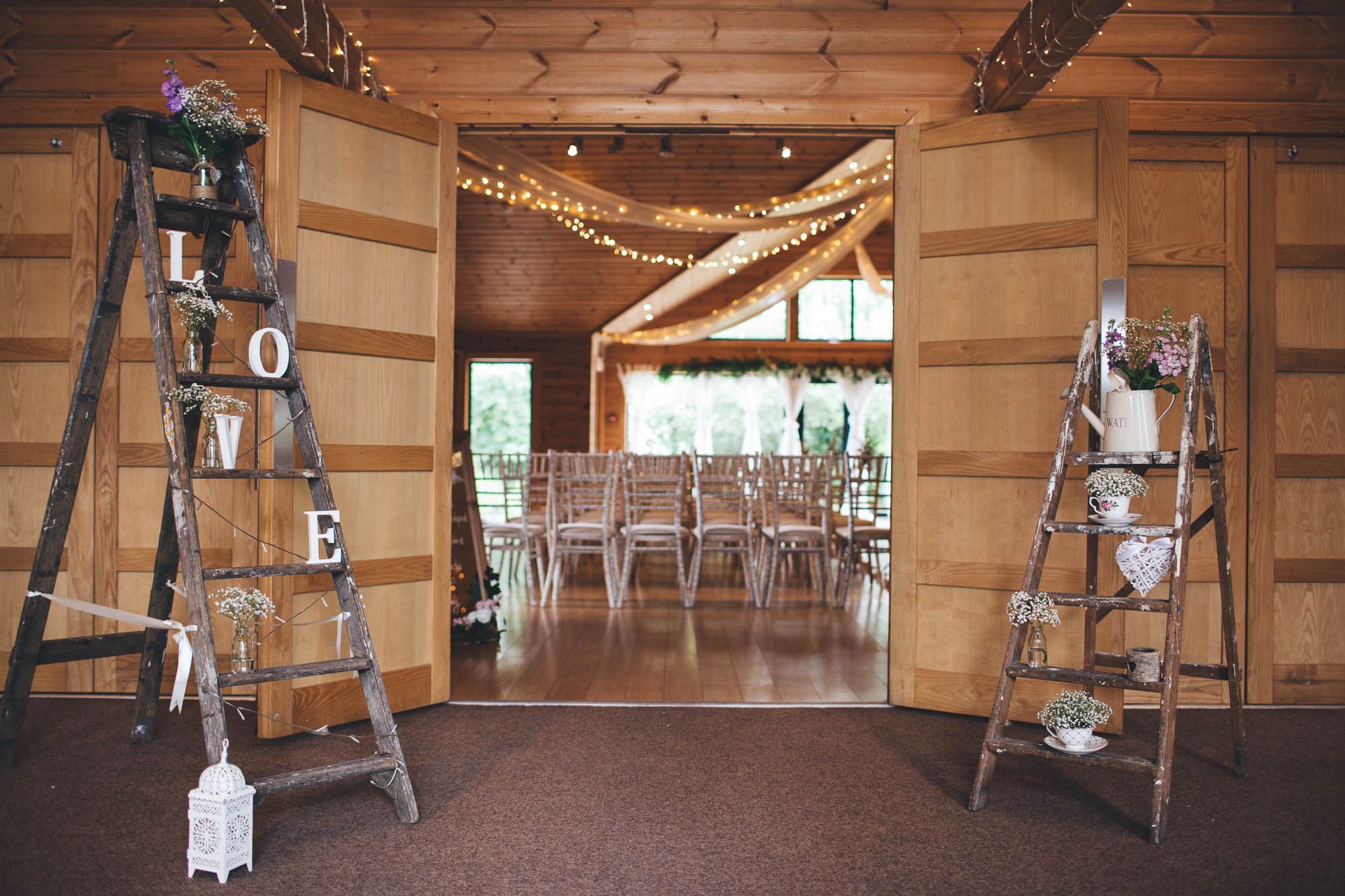DECORATORS LADDERS USED AS WEDDING DECORATIONS