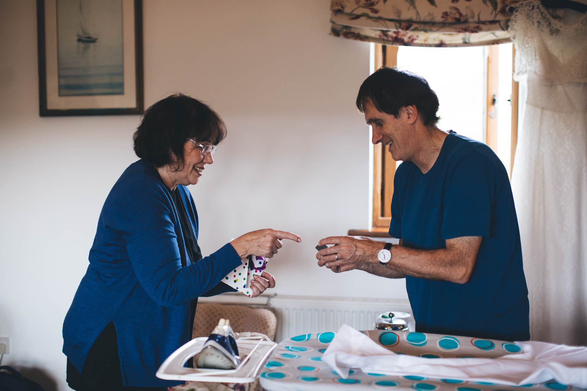 parents of the bride do some ironing