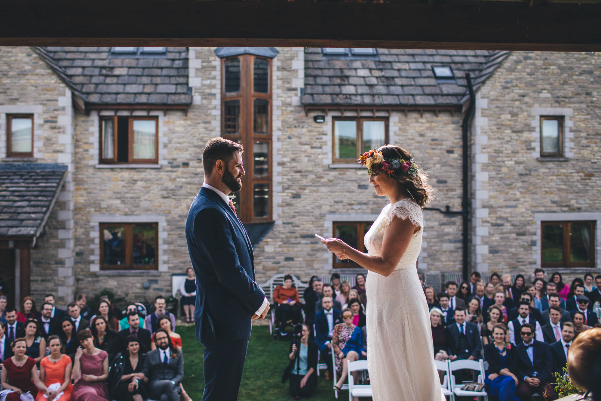 couple read each other their vows