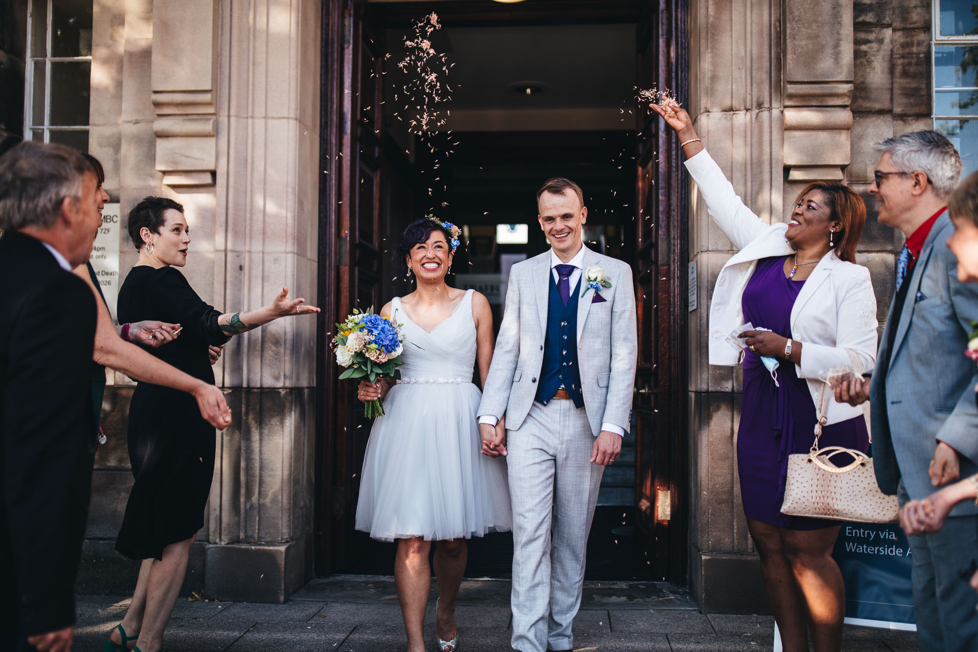 confetti moment after ceremony outside sale town hall