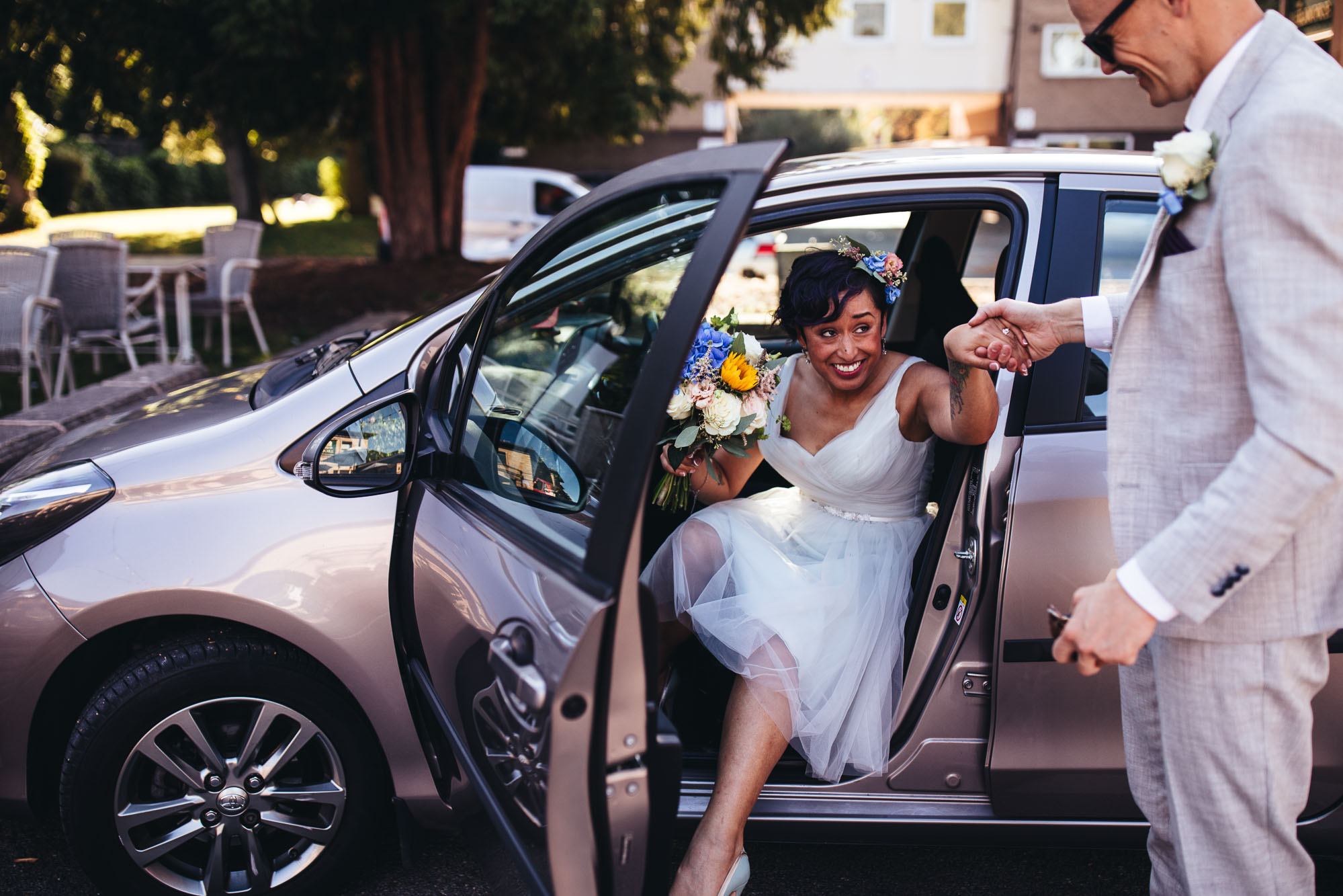 reyna getting out of car