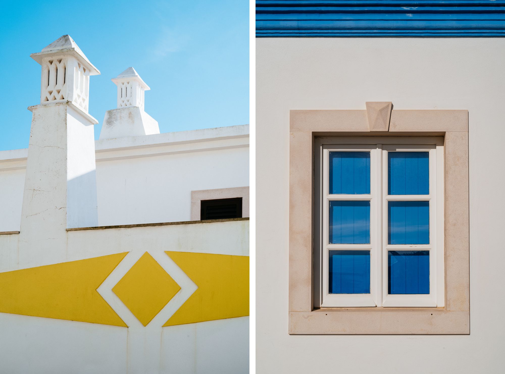 minimal photos of building in yellow and blue