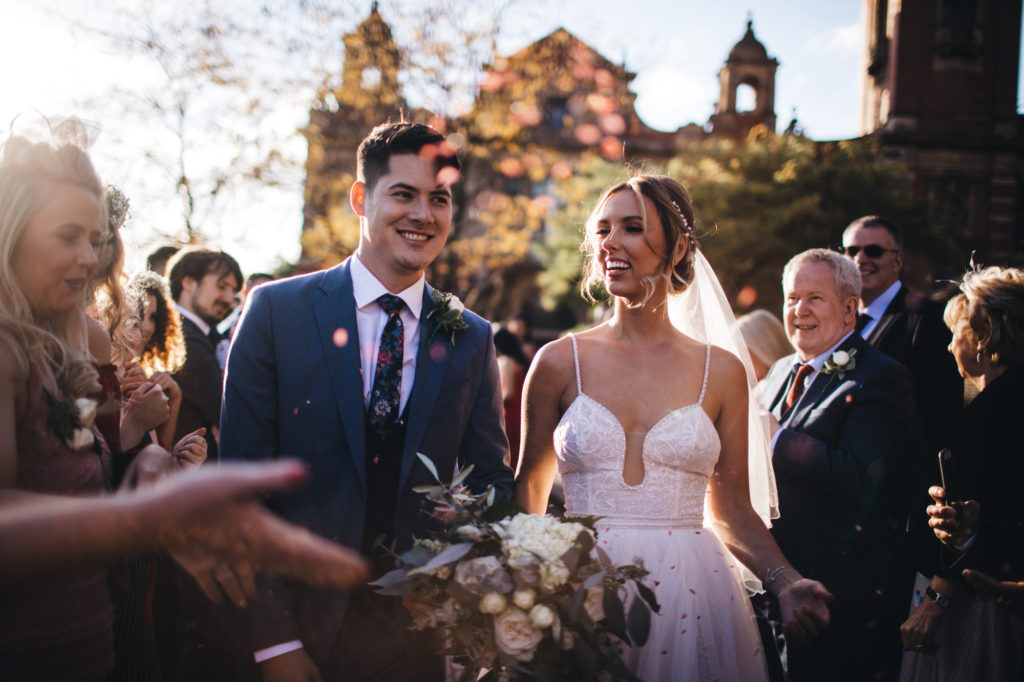 confetti line up in evening light