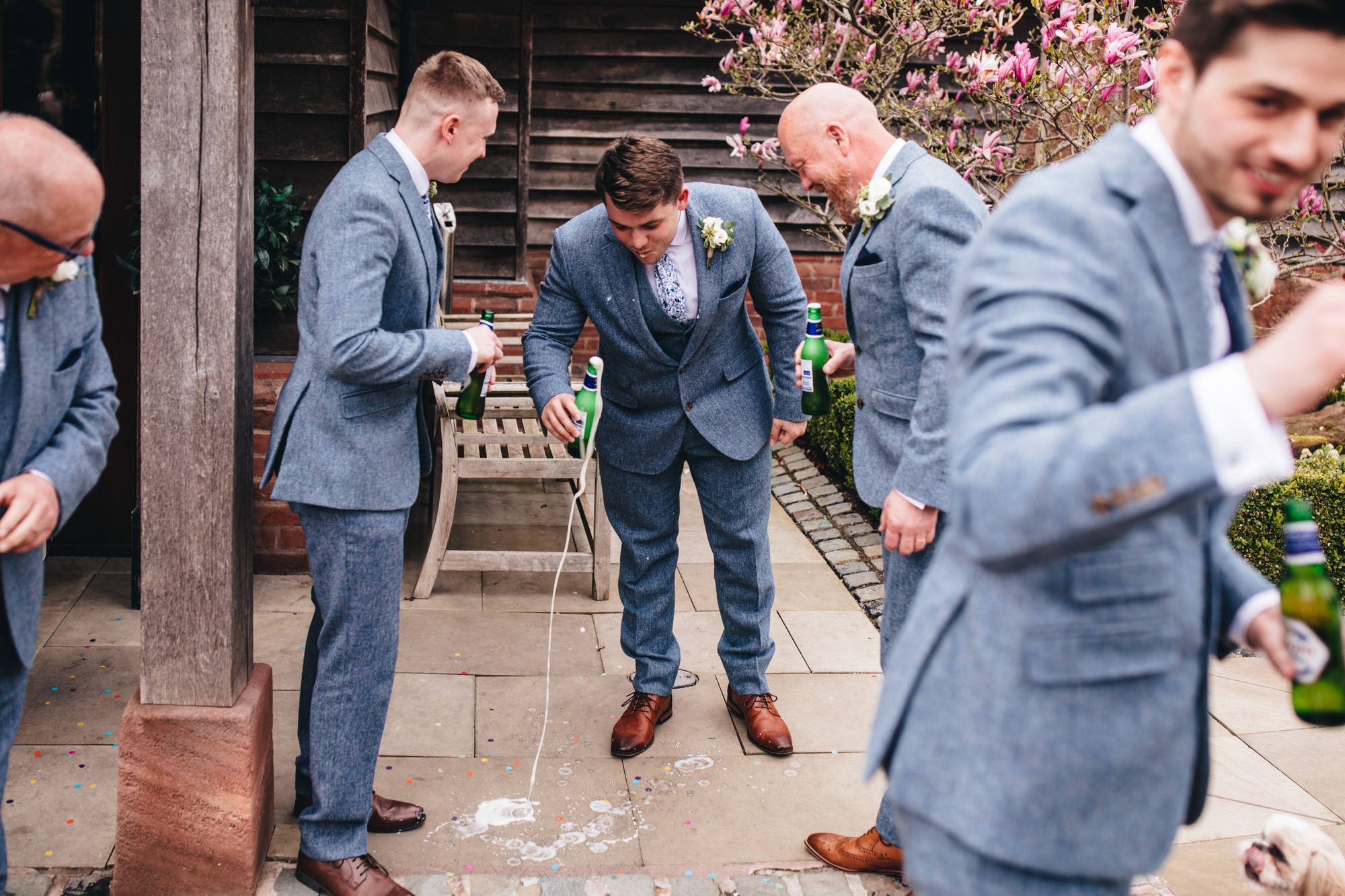 groomsman spills beer