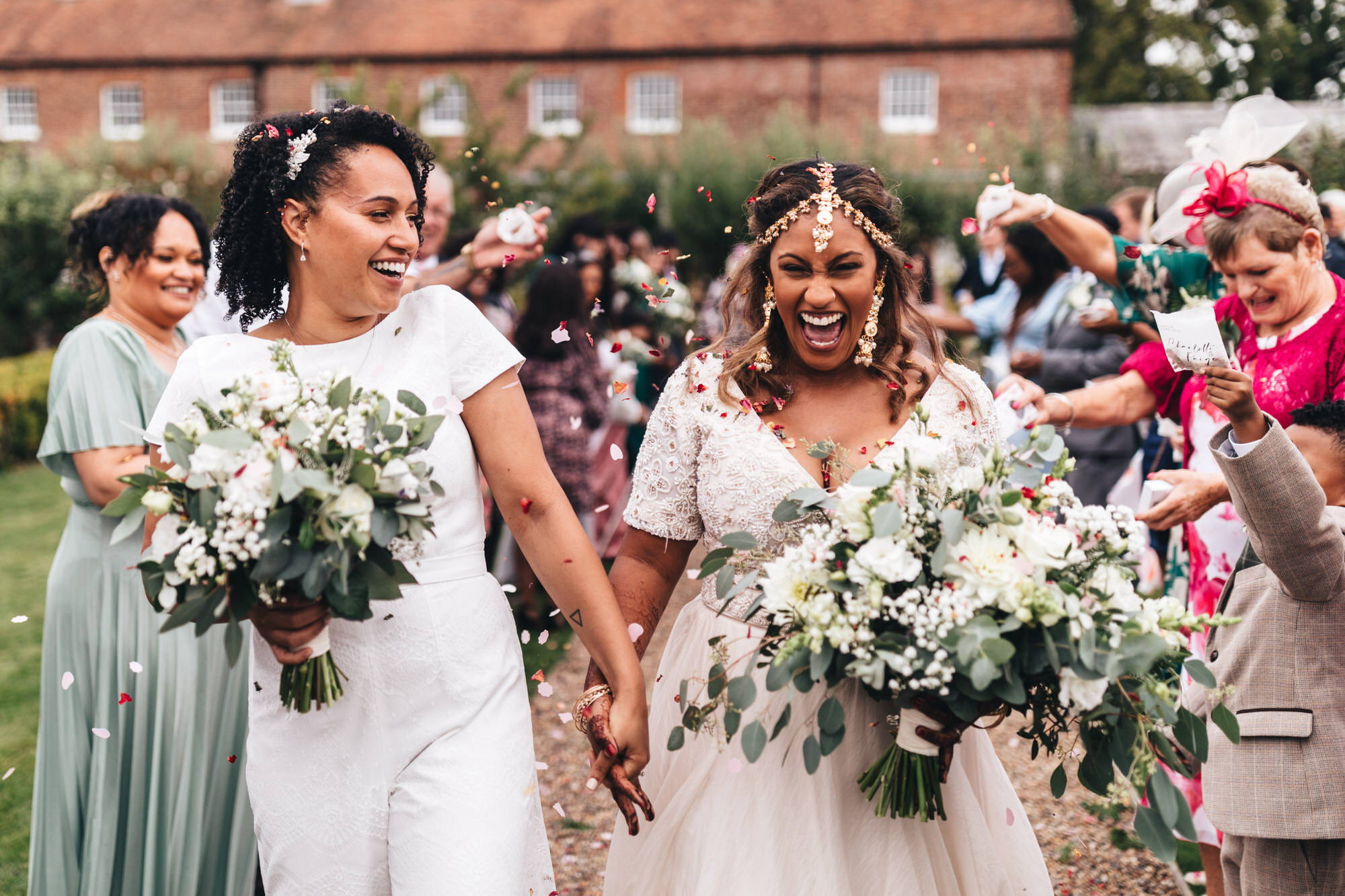 indian bride enjoys confetti