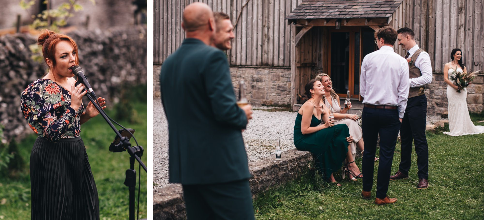 singer entertains wedding guests