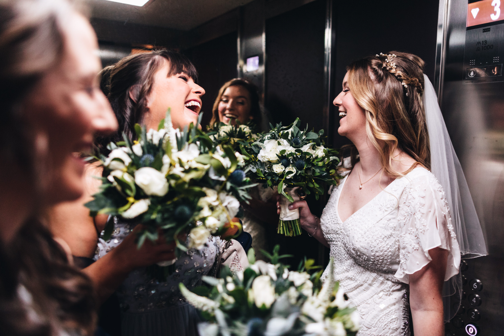 bridal party in lift