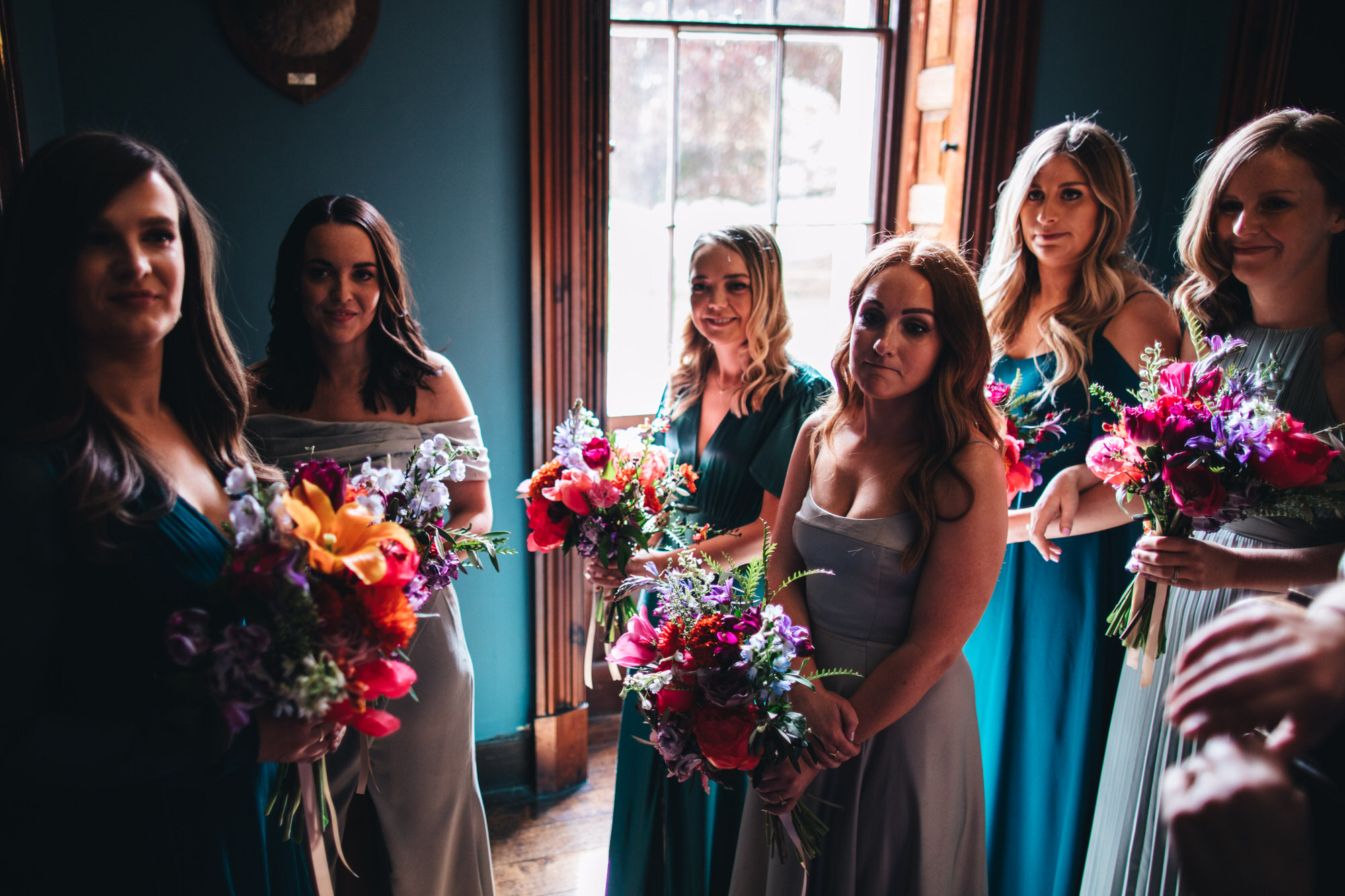 bridesmaids together with bouquets