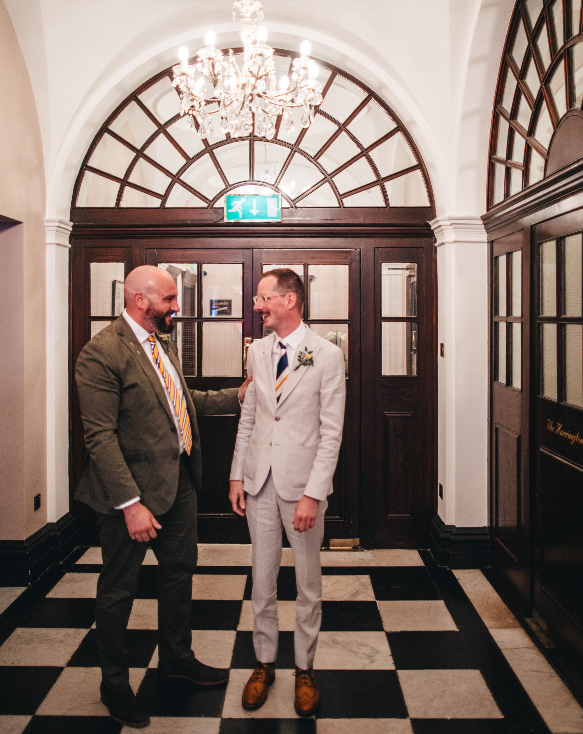 grooms inside Chelsea Old Town wedding, gay wedding