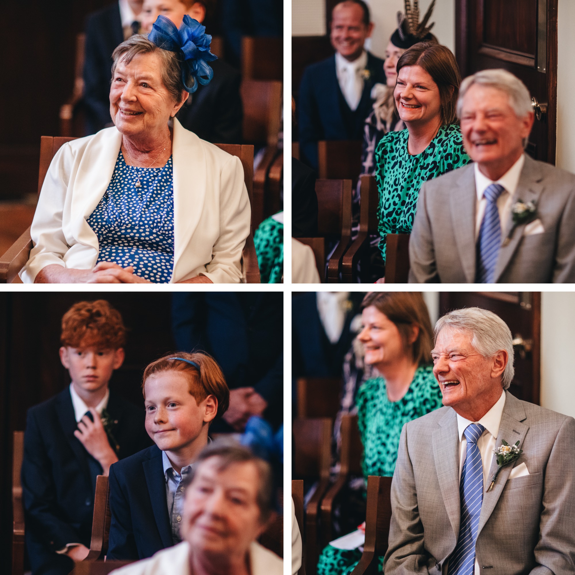 guests smiling at Chelsea wedding ceremony