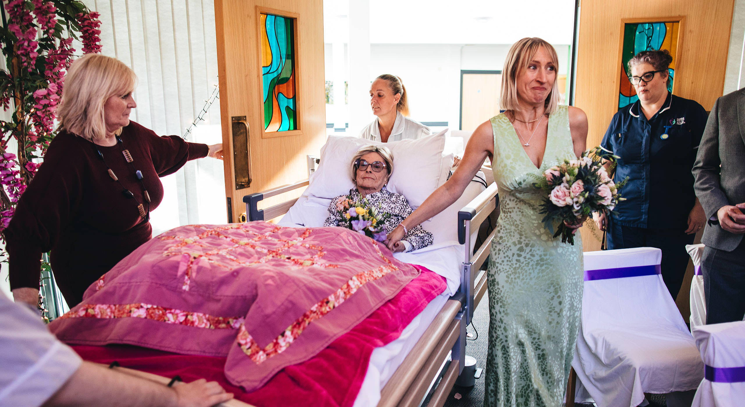 Documentary Wedding Photography, bride and mother, St David's Hospice wedding, hospital wedding, emotional moments, emotive photography